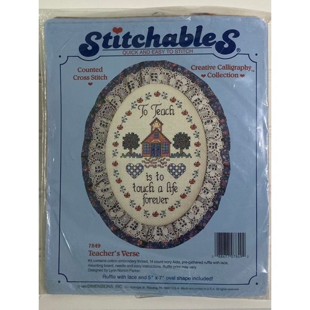 Dimensions Stitchables Counted Cross Stitch Kit Teachers Verse Vintage #7849